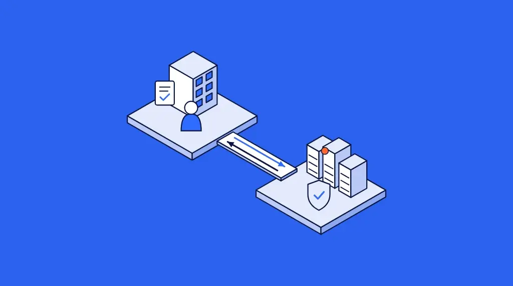 Terceirização de TI: a empresa e o fornecedor conectados, cada um com a sua parte da operação