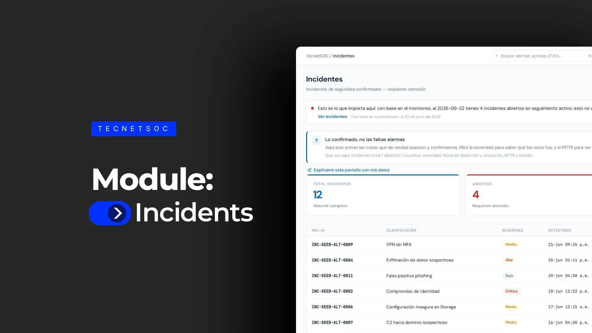TecnetSOC Incidents module