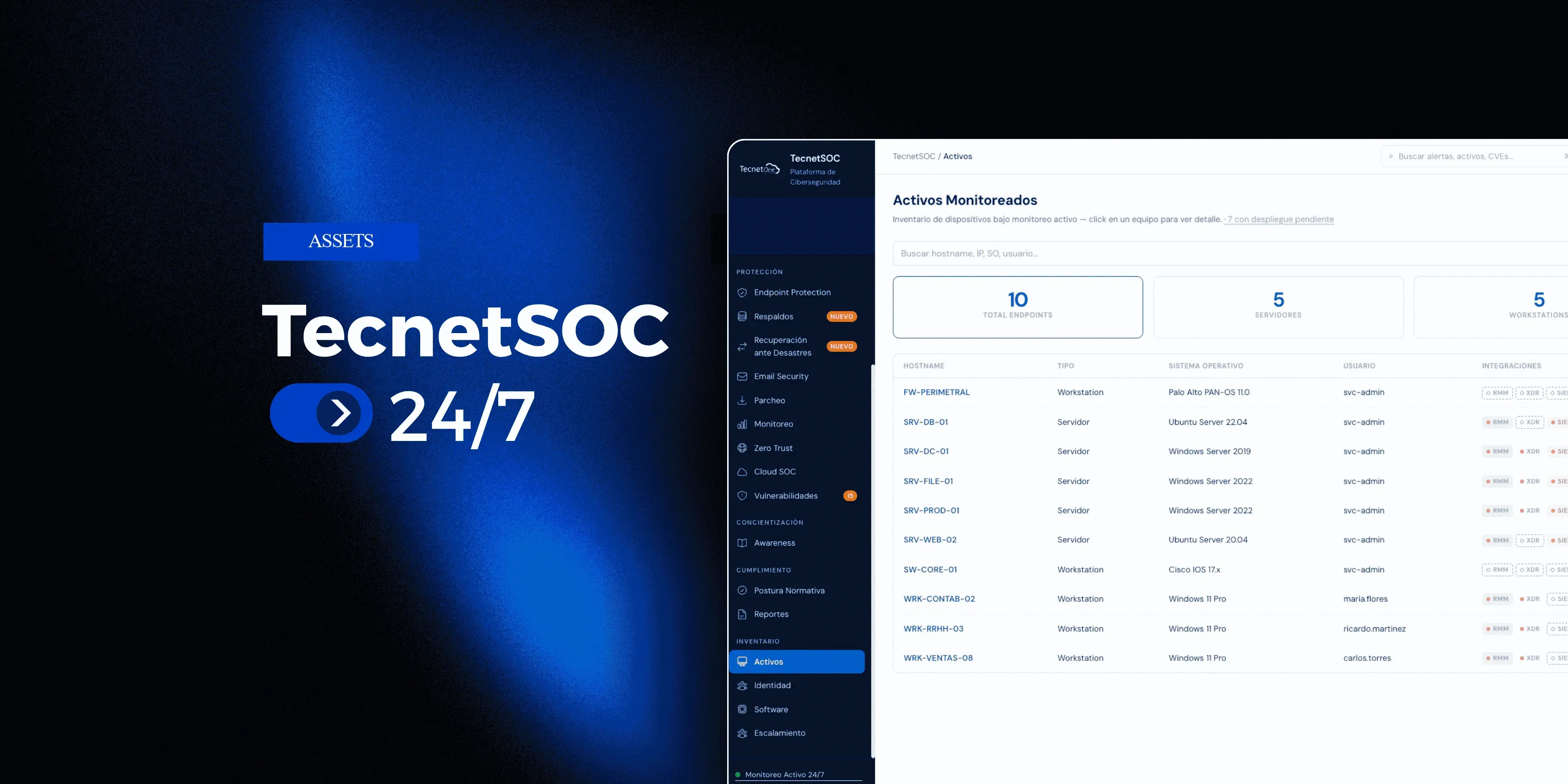 TecnetSOC Assets module