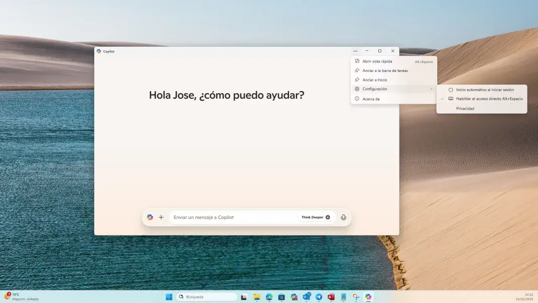 Nueva App de Copilot Ahora puede Iniciar con Windows 11