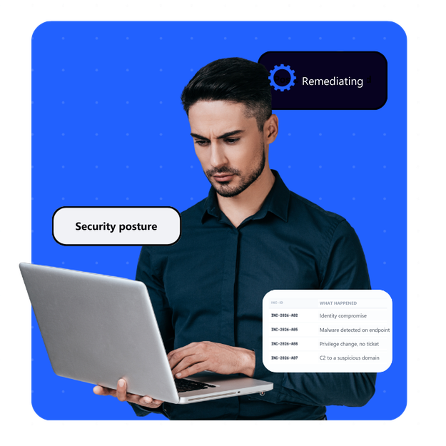 TecnetOne engineer reviewing security posture and incidents