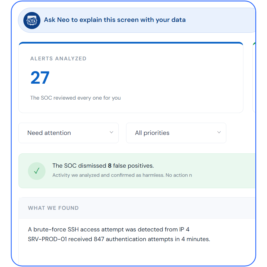 TecnetSOC portal: alert triage