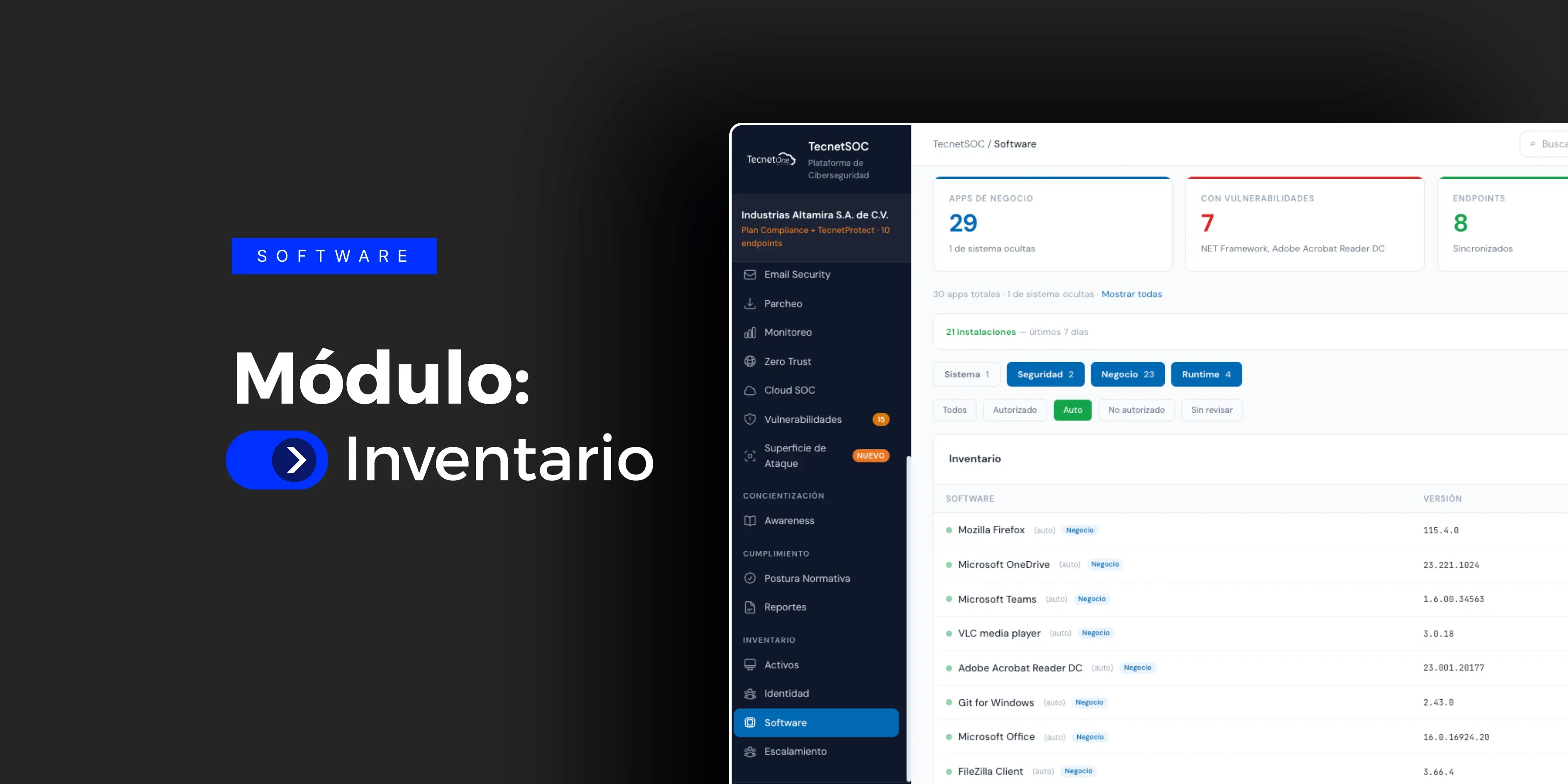 Modulo inventario TecnetSOC